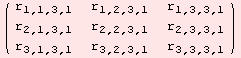 ( {{r_ (1, 1, 3, 1), r_ (1, 2, 3, 1), r_ (1, 3, 3, 1)}, {r_ (2, 1, 3, 1), r_ (2, 2, 3, 1), r_ (2, 3, 3, 1)}, {r_ (3, 1, 3, 1), r_ (3, 2, 3, 1), r_ (3, 3, 3, 1)}} )