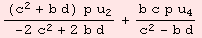 ((c^2 + b d) p u_2)/(-2 c^2 + 2 b d) + (b c p u_4)/(c^2 - b d)